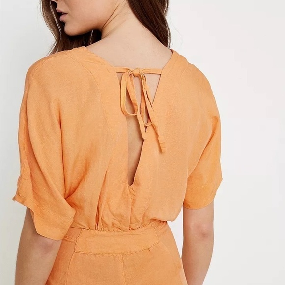 Free People Shining Sun Orange Tie-Front Jumpsuit - Picture 5 of 14